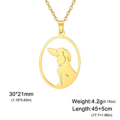 Cute Sitting Dog Pet Pendant Women's Necklace Neck Chain Stainless Steel Jewelry - PeticaDeals