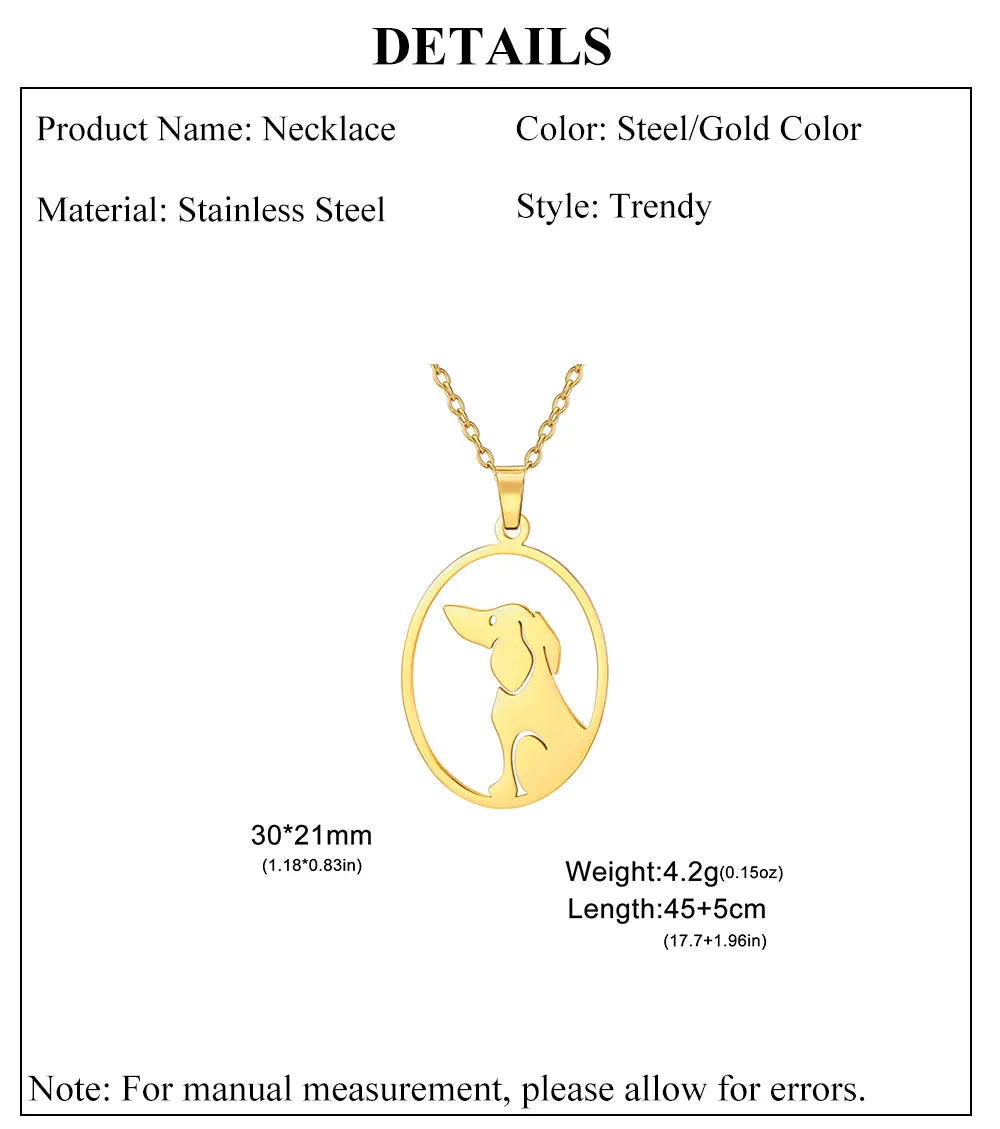 Cute Sitting Dog Pet Pendant Women's Necklace Neck Chain Stainless Steel Jewelry - PeticaDeals