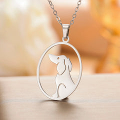 Cute Sitting Dog Pet Pendant Women's Necklace Neck Chain Stainless Steel Jewelry - PeticaDeals