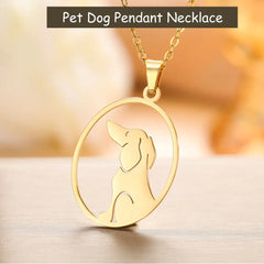 Cute Sitting Dog Pet Pendant Women's Necklace Neck Chain Stainless Steel Jewelry - PeticaDeals