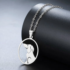 Cute Sitting Dog Pet Pendant Women's Necklace Neck Chain Stainless Steel Jewelry - PeticaDeals