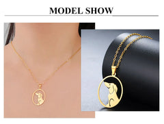 Cute Sitting Dog Pet Pendant Women's Necklace Neck Chain Stainless Steel Jewelry - PeticaDeals