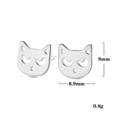 Cute Small Cat Kitten Stud Earrings Stainless Steel Gold Color Earrings for Women Girls - PeticaDeals