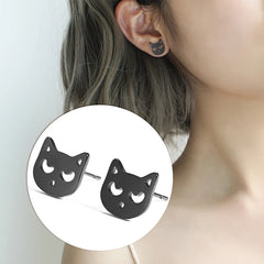 Cute Small Cat Kitten Stud Earrings Stainless Steel Gold Color Earrings for Women Girls - PeticaDeals