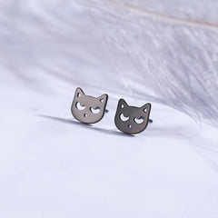 Cute Small Cat Kitten Stud Earrings Stainless Steel Gold Color Earrings for Women Girls - PeticaDeals