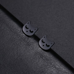 Cute Small Cat Kitten Stud Earrings Stainless Steel Gold Color Earrings for Women Girls - PeticaDeals
