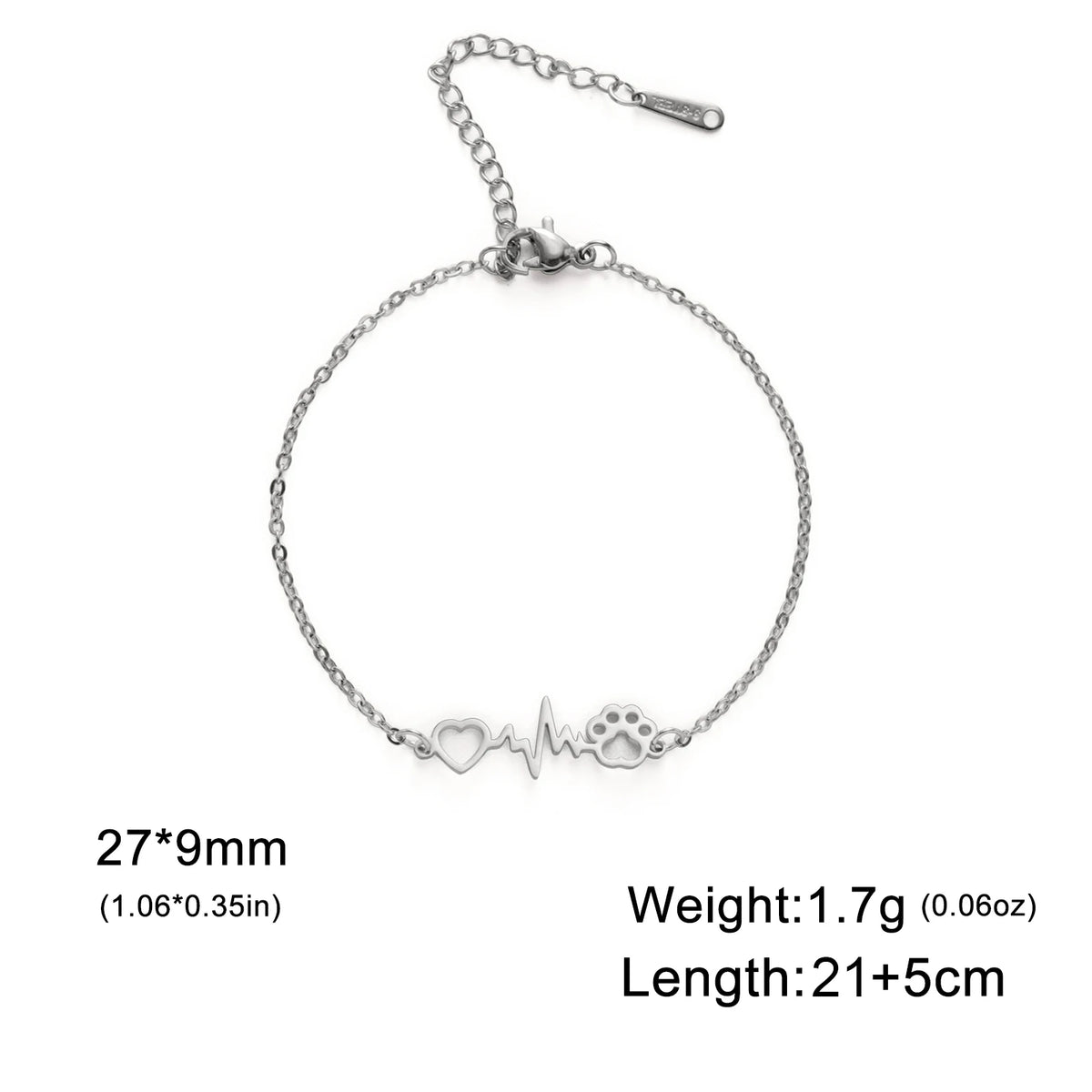 Cute Stainless Steel Gold Color Heartbeat Cat Dog Paw Anklet For Women Lucky Red Rope - PeticaDeals