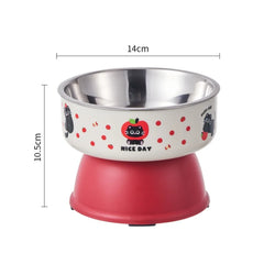 Cute Stainless Steel Pet High-foot Bowl Colorful Neck-protecting Cat Bowl - PeticaDeals