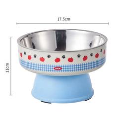 Cute Stainless Steel Pet High-foot Bowl Colorful Neck-protecting Cat Bowl - PeticaDeals