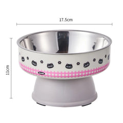Cute Stainless Steel Pet High-foot Bowl Colorful Neck-protecting Cat Bowl - PeticaDeals