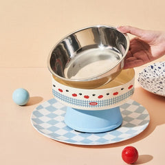 Cute Stainless Steel Pet High-foot Bowl Colorful Neck-protecting Cat Bowl - PeticaDeals