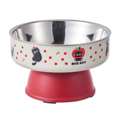 Cute Stainless Steel Pet High-foot Bowl Colorful Neck-protecting Cat Bowl - PeticaDeals