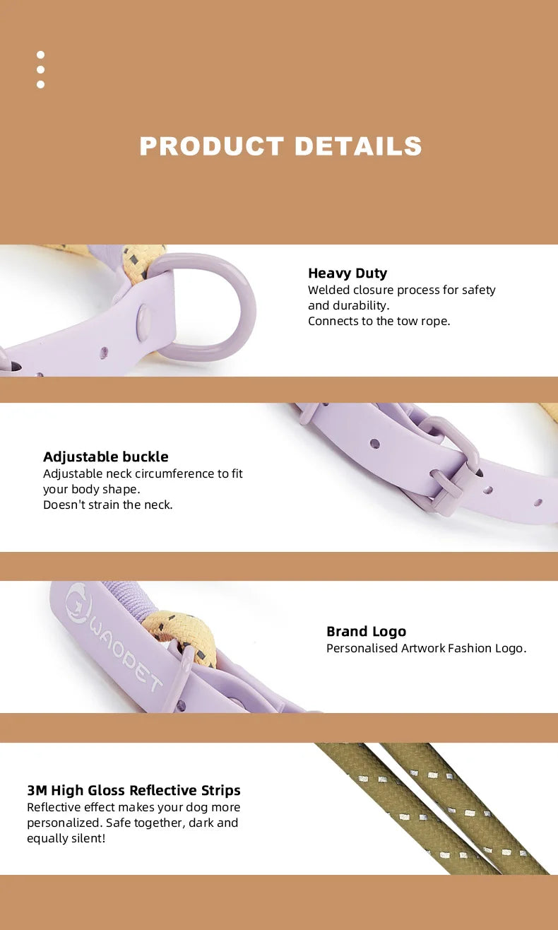 Cute style PVC Webbing Collar Leashes Dog Walking Series - PeticaDeals
