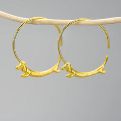 Dachshund Dog Big Round Hoop Earrings for Women Fine Jewelry - PeticaDeals