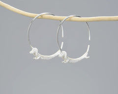 Dachshund Dog Big Round Hoop Earrings for Women Fine Jewelry - PeticaDeals
