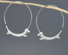 Dachshund Dog Big Round Hoop Earrings for Women Fine Jewelry - PeticaDeals