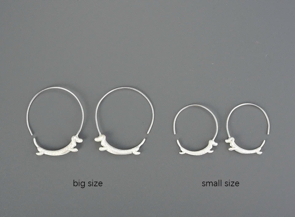 Dachshund Dog Big Round Hoop Earrings for Women Fine Jewelry - PeticaDeals