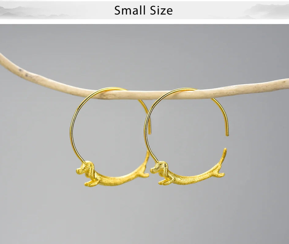 Dachshund Dog Big Round Hoop Earrings for Women Fine Jewelry - PeticaDeals