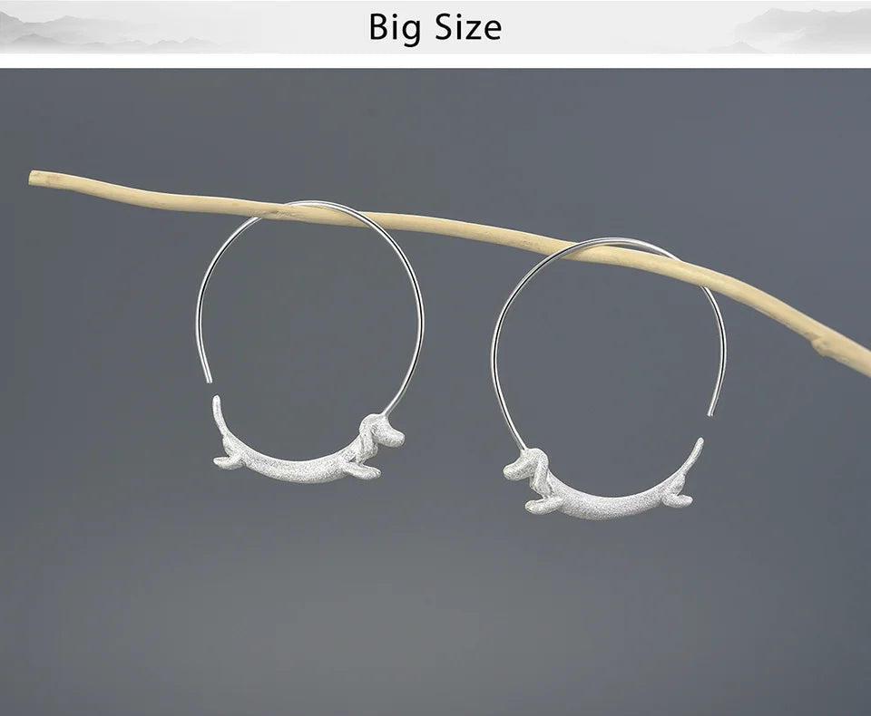 Dachshund Dog Big Round Hoop Earrings for Women Fine Jewelry - PeticaDeals