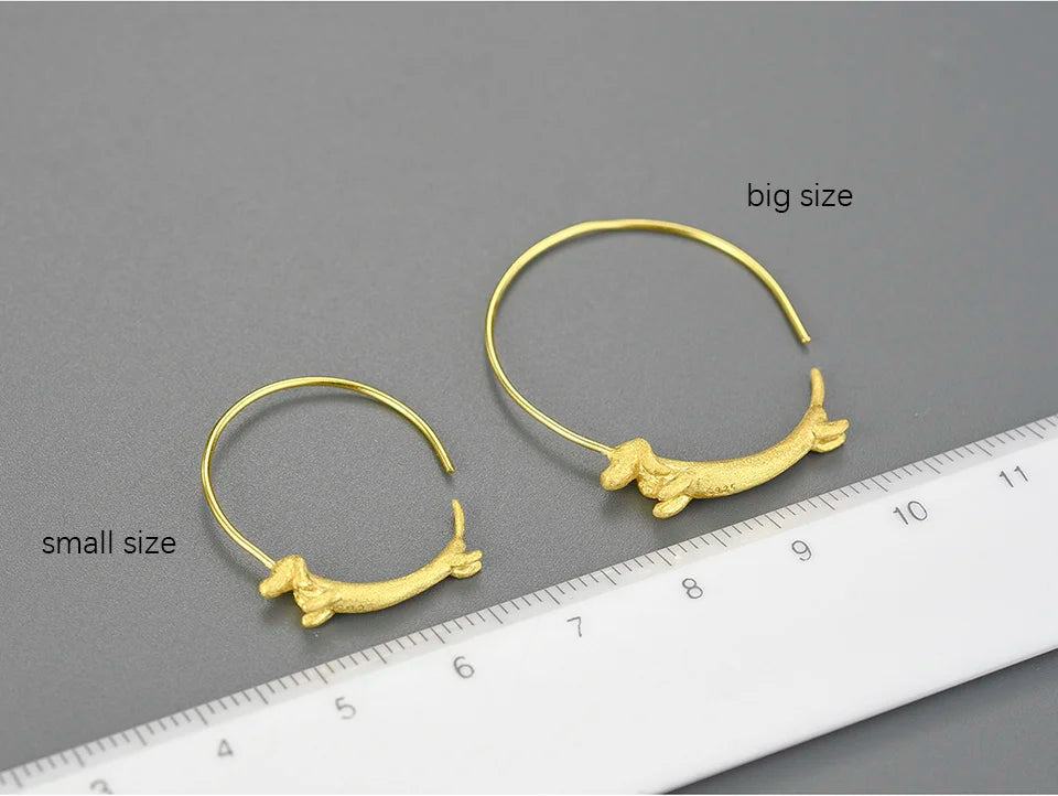 Dachshund Dog Big Round Hoop Earrings for Women Fine Jewelry - PeticaDeals