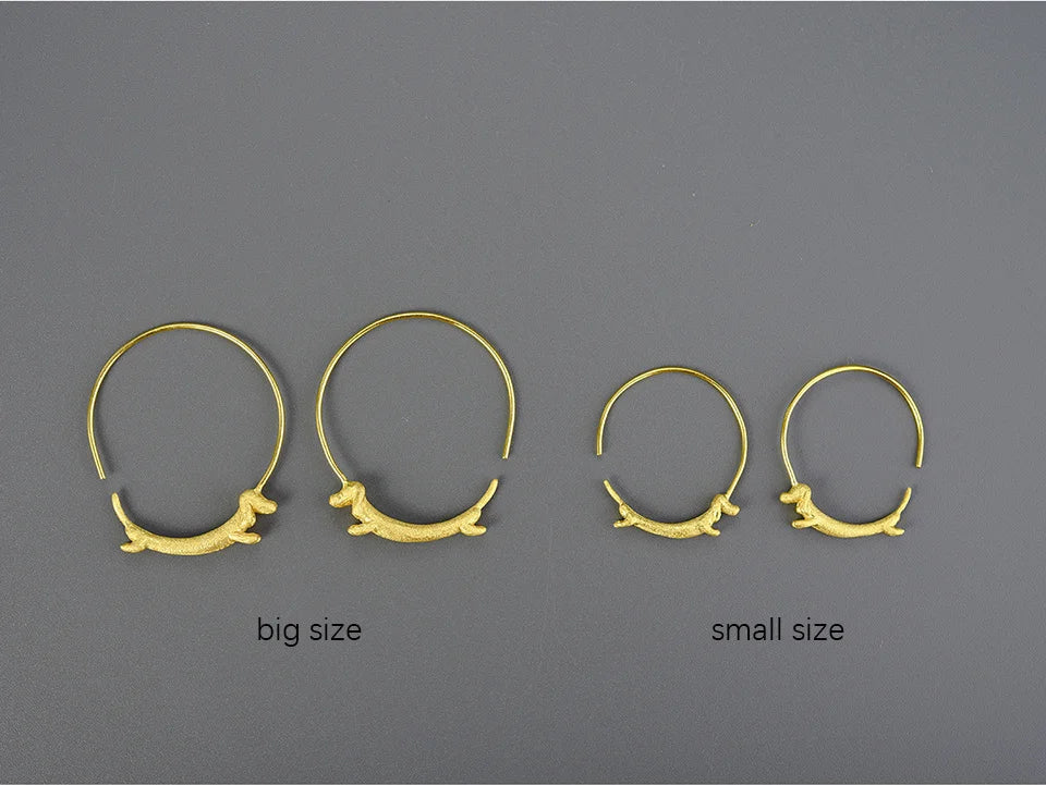 Dachshund Dog Big Round Hoop Earrings for Women Fine Jewelry - PeticaDeals
