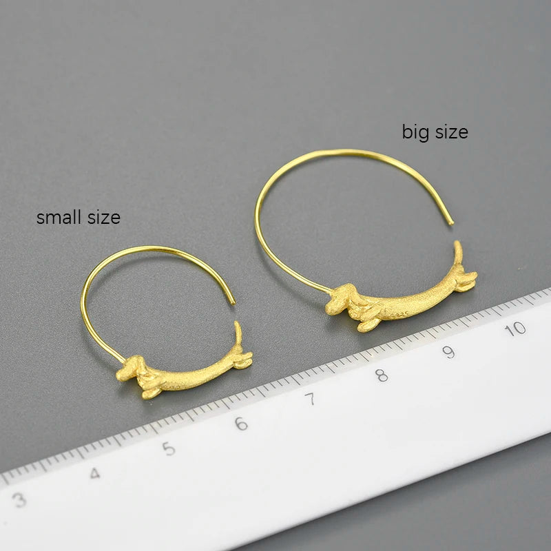 Dachshund Dog Big Round Hoop Earrings for Women Fine Jewelry - PeticaDeals