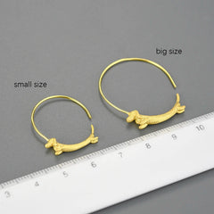 Dachshund Dog Big Round Hoop Earrings for Women Fine Jewelry - PeticaDeals