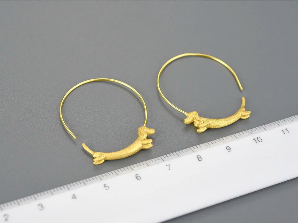 Dachshund Dog Big Round Hoop Earrings for Women Fine Jewelry - PeticaDeals