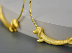 Dachshund Dog Big Round Hoop Earrings for Women Fine Jewelry - PeticaDeals