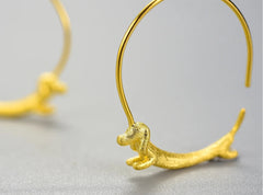 Dachshund Dog Big Round Hoop Earrings for Women Fine Jewelry - PeticaDeals