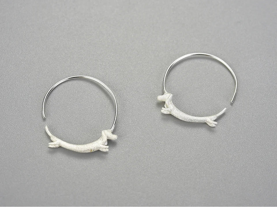 Dachshund Dog Big Round Hoop Earrings for Women Fine Jewelry - PeticaDeals