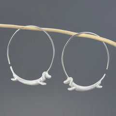 Dachshund Dog Big Round Hoop Earrings for Women Fine Jewelry - PeticaDeals