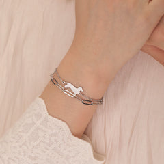 Dachshund Dog Bracelets for Women Stainless Steel Double Layers Beads Chain Puppy Pet Bracelets - PeticaDeals