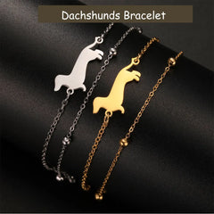 Dachshund Dog Bracelets for Women Stainless Steel Double Layers Beads Chain Puppy Pet Bracelets - PeticaDeals