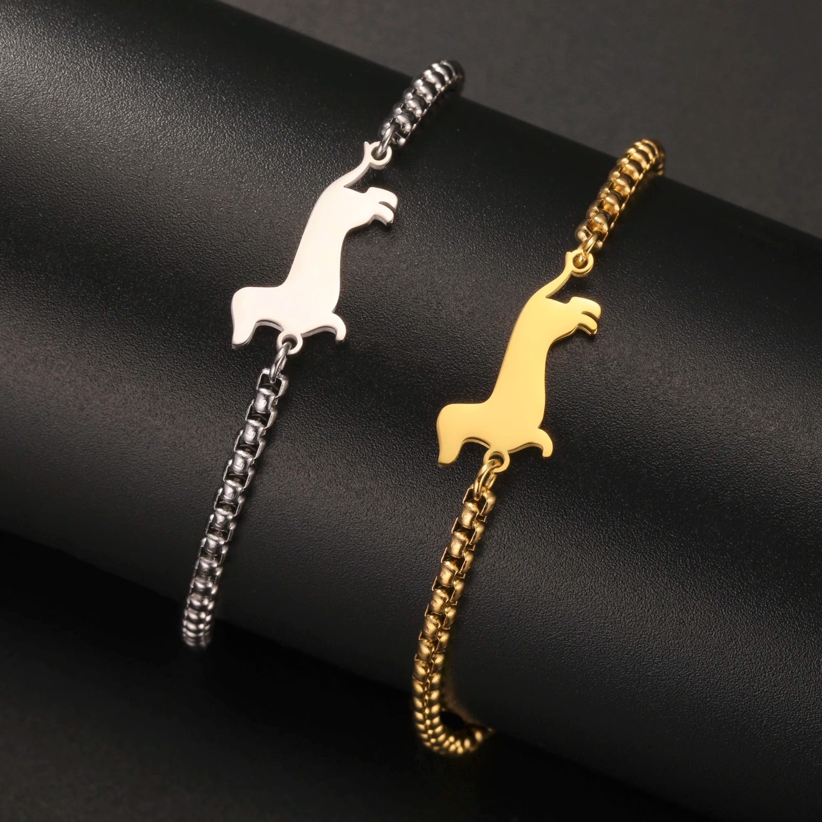 Dachshund Dog Bracelets for Women Stainless Steel Double Layers Beads Chain Puppy Pet Bracelets - PeticaDeals