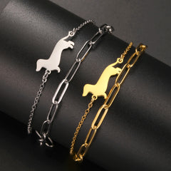 Dachshund Dog Bracelets for Women Stainless Steel Double Layers Beads Chain Puppy Pet Bracelets - PeticaDeals