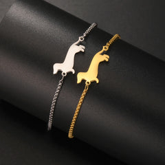 Dachshund Dog Bracelets for Women Stainless Steel Double Layers Beads Chain Puppy Pet Bracelets - PeticaDeals