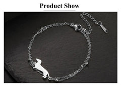 Dachshund Dog Bracelets for Women Stainless Steel Double Layers Beads Chain Puppy Pet Bracelets - PeticaDeals