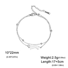 Dachshund Dog Bracelets for Women Stainless Steel Double Layers Beads Chain Puppy Pet Bracelets - PeticaDeals