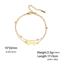 Dachshund Dog Bracelets for Women Stainless Steel Double Layers Beads Chain Puppy Pet Bracelets - PeticaDeals