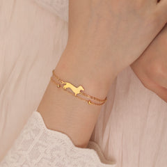 Dachshund Dog Bracelets for Women Stainless Steel Double Layers Beads Chain Puppy Pet Bracelets - PeticaDeals