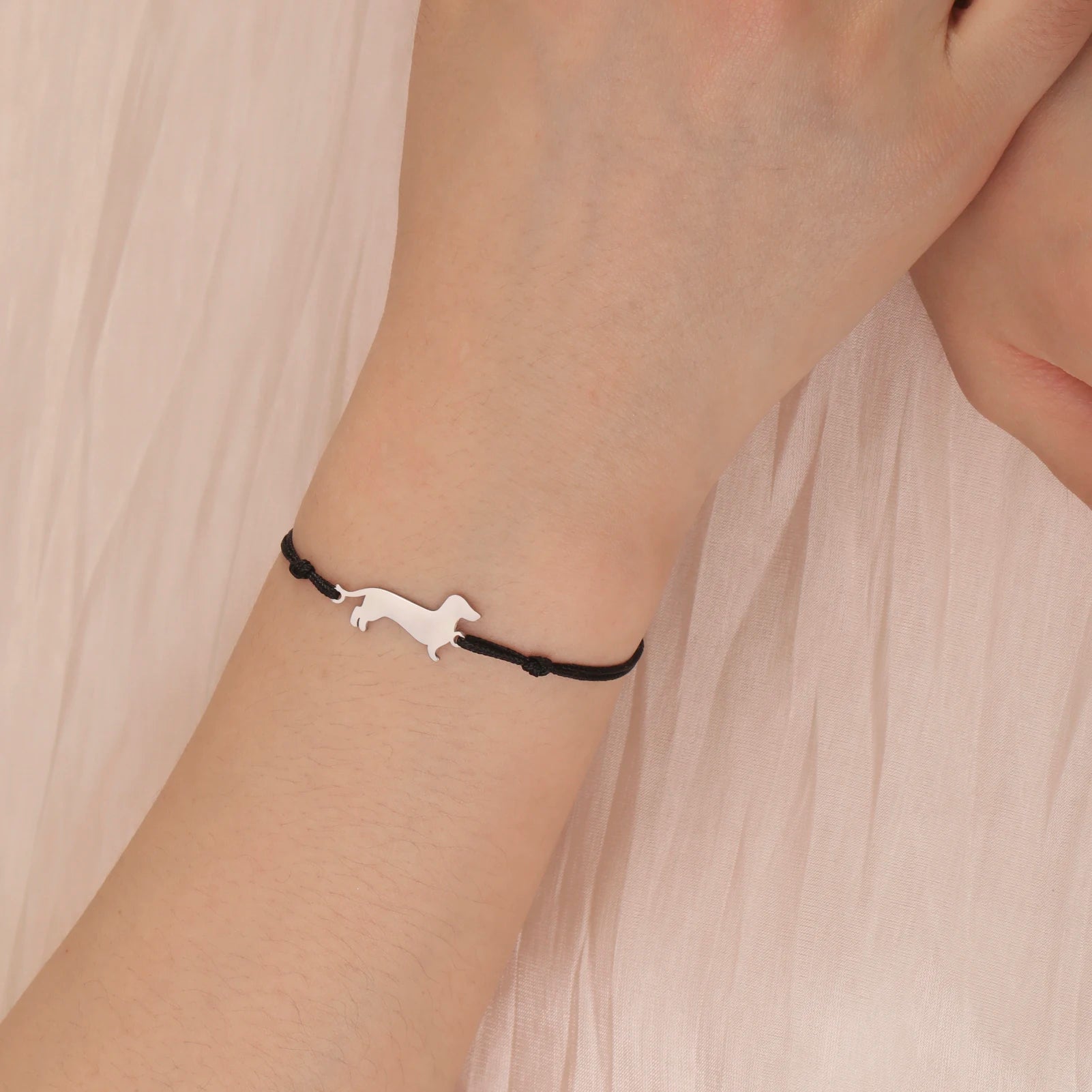 Dachshund Dog Bracelets for Women Stainless Steel Double Layers Beads Chain Puppy Pet Bracelets - PeticaDeals