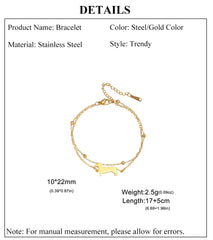 Dachshund Dog Bracelets for Women Stainless Steel Double Layers Beads Chain Puppy Pet Bracelets - PeticaDeals