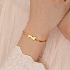 Dachshund Dog Bracelets for Women Stainless Steel Double Layers Beads Chain Puppy Pet Bracelets - PeticaDeals