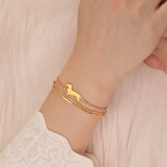 Dachshund Dog Bracelets for Women Stainless Steel Double Layers Beads Chain Puppy Pet Bracelets - PeticaDeals