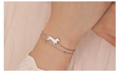 Dachshund Dog Bracelets for Women Stainless Steel Double Layers Beads Chain Puppy Pet Bracelets - PeticaDeals