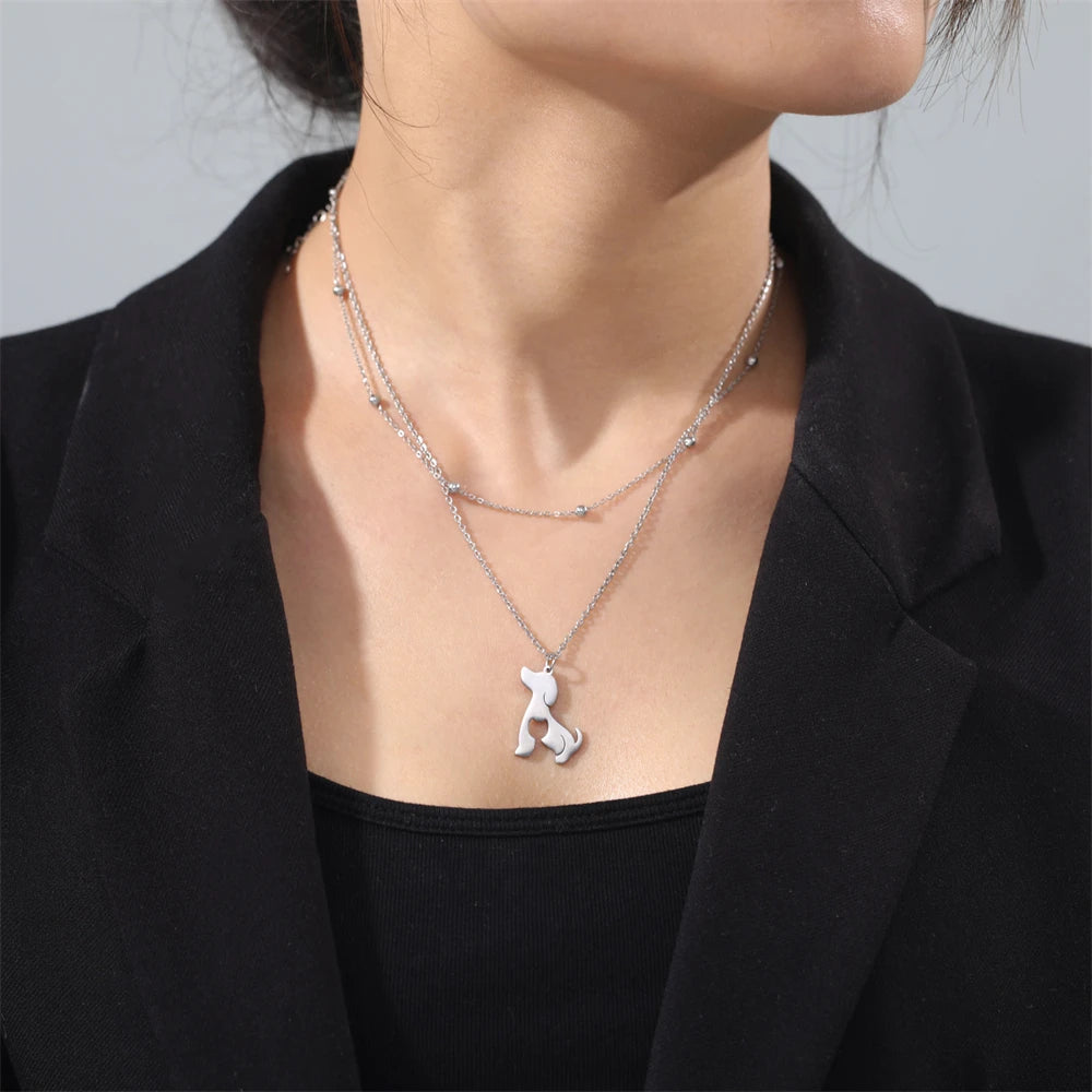 Dog Cat Pet Animal Cute Necklace Gold Color Stainless Steel Chain Necklaces for Women - PeticaDeals