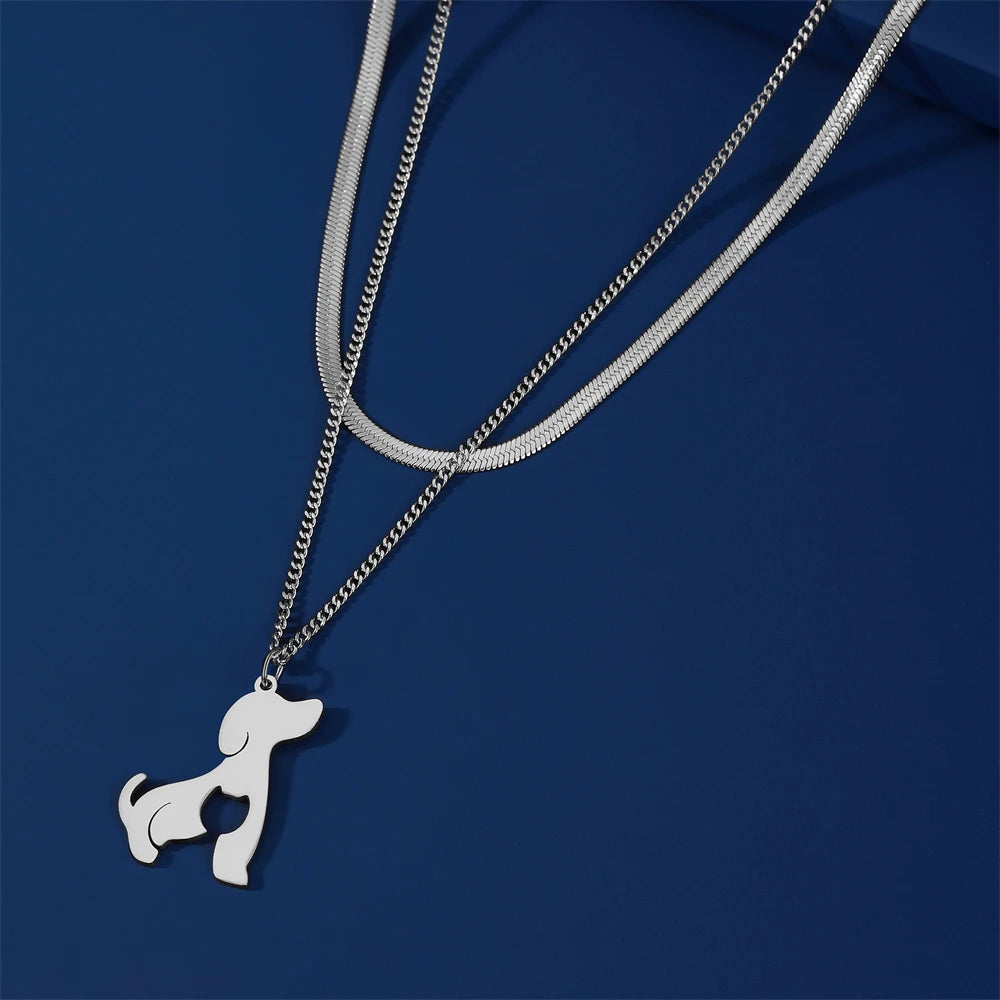 Dog Cat Pet Animal Cute Necklace Gold Color Stainless Steel Chain Necklaces for Women - PeticaDeals