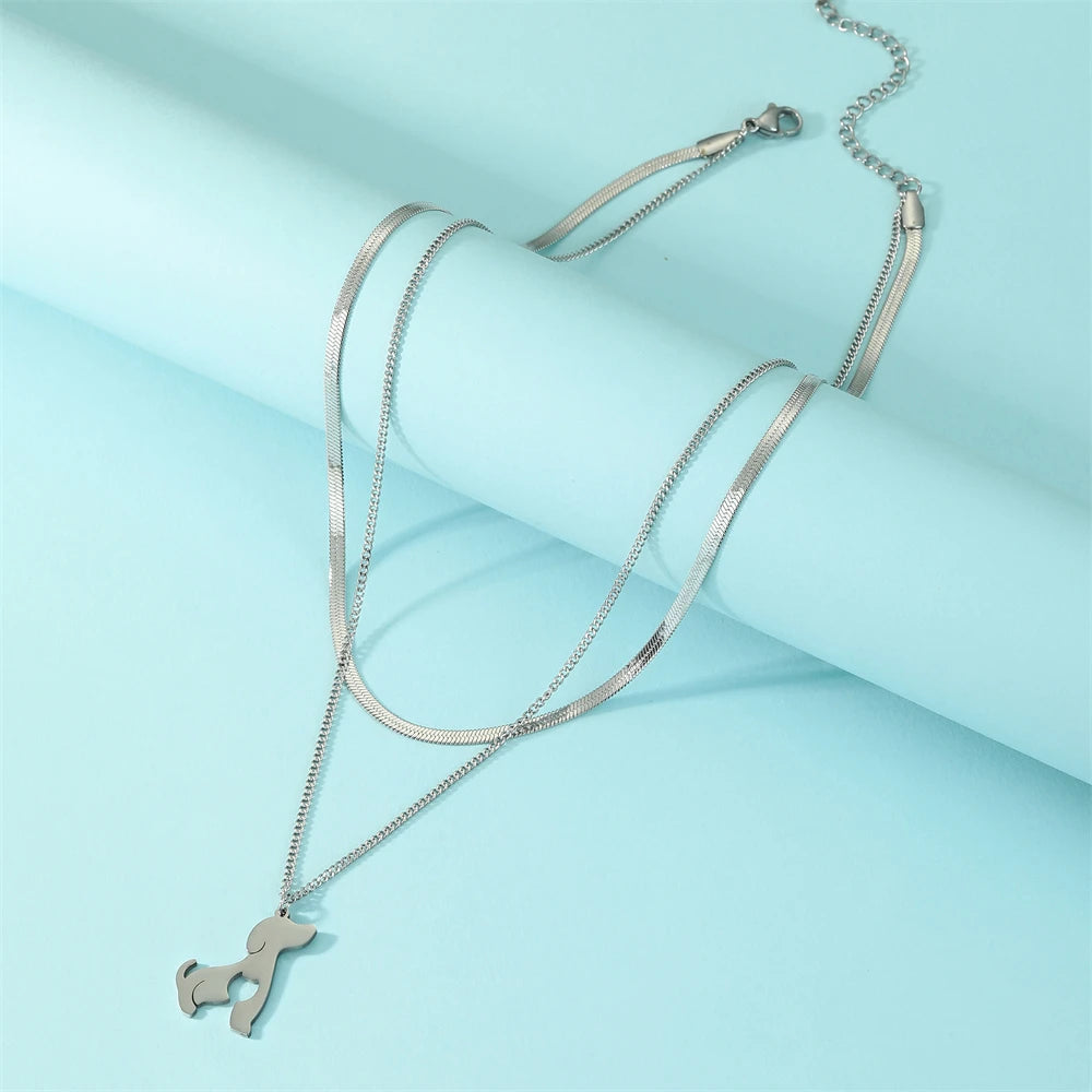 Dog Cat Pet Animal Cute Necklace Gold Color Stainless Steel Chain Necklaces for Women - PeticaDeals