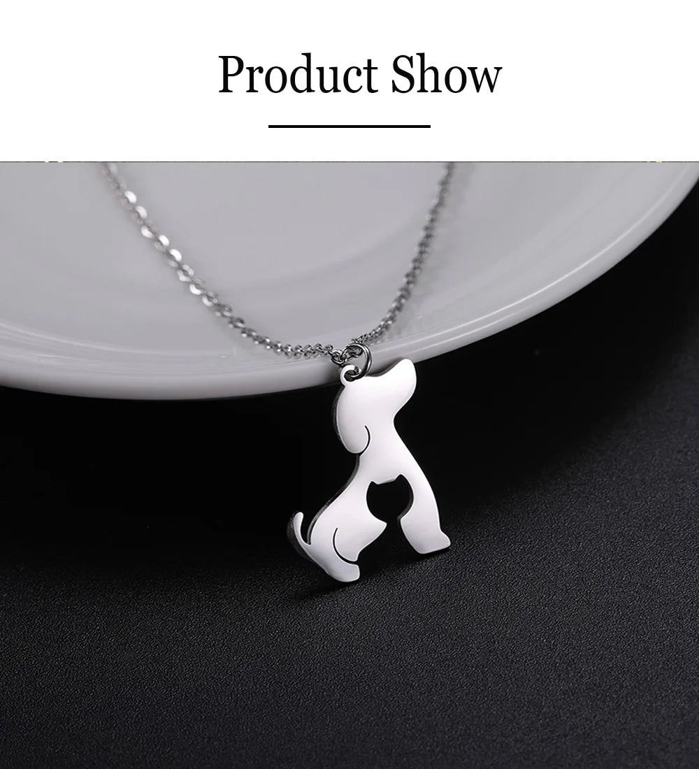 Dog Cat Pet Animal Cute Necklace Gold Color Stainless Steel Chain Necklaces for Women - PeticaDeals